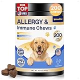 Dog Allergy Chews, Itchy Skin & Paw Licking Support, Probiotics for Dogs, Immune & Gut Health, Seasonal Allergy Formula, Skin & Coat Health, Chicken Flavor Soft Chews, 200 Ct, BlueGold
