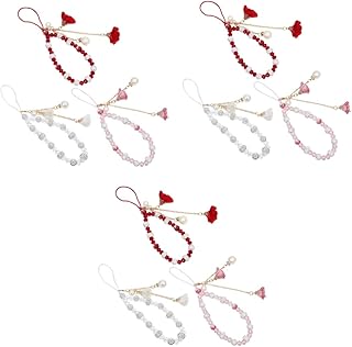 ULDIGI 9 peças de capa de identificação de tiras para decoração de telefone pingente de telefone DIY decorativo criativo feminino tiras acessórios chaveiro móvel flor cristal contas meninas perdidas para pingentes de corrente
