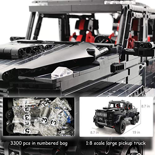 Nifeliz Black Pickup G63 6X6 Moc Building Blocks And Engineering Toy, Adult Collectible Model Cars Kits To Build, 1:8 Scale Truck Model (3300 Pieces) #TOP1