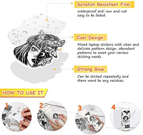 Gothic Stickers Black and White Stickers Gothic Waterproof Vinyl Stickers Skull Gothic Stickers Cool Graffiti Stickers for Laptop Luggage Notebook Skateboard Cars Motorcycle Bicycle (100 Pieces)