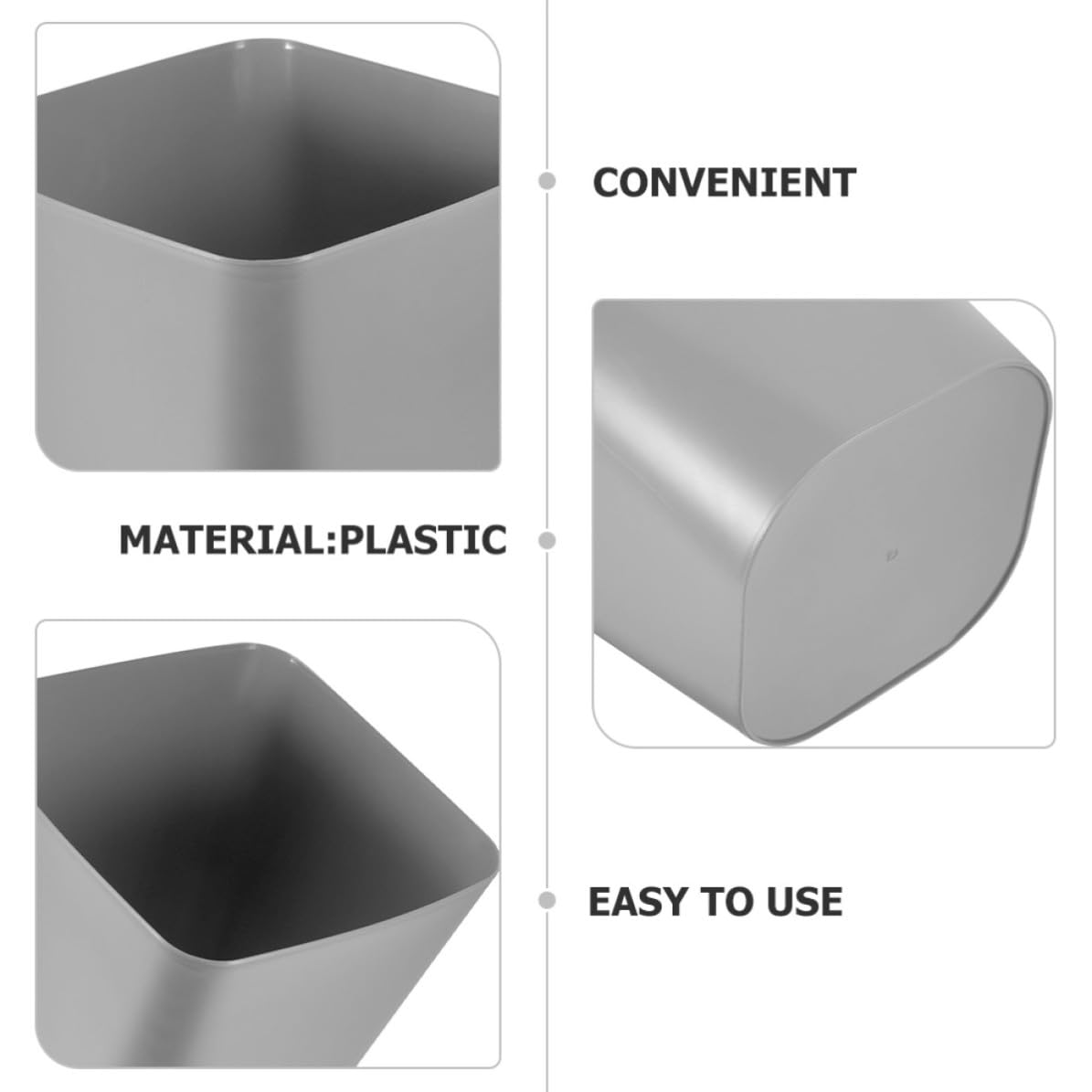 2pcs Square Plastic Trash Can Waste Bin with Large Capacity, Easy to Clean Wastebasket for Kitchen and Office Use