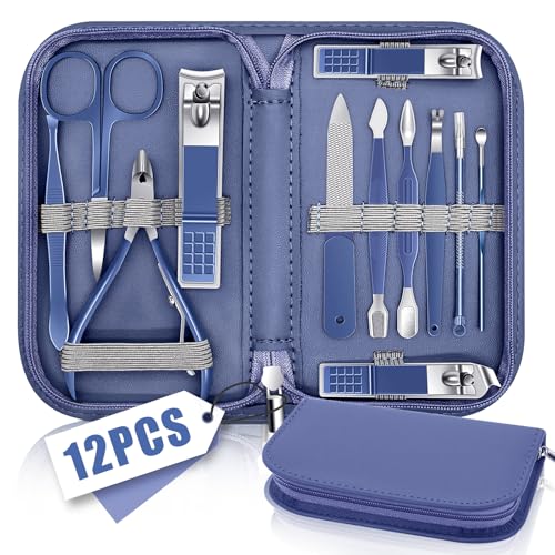 Set Manucure, Kit Manucure Professionnel, Trousse Manucure Femme et Hommes, Pince Coupe Ongle Pied, Ensemble de Coupe-ongles de Voyage Avec Sac de Voyage en...