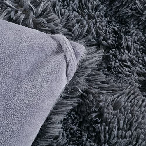 Hombys Palatial King Faux Fur Fluffy Comforter Set 120X98, 3 Piece Oversized Shaggy Plush Velvet Bedding Thick Comforter With Shams, Extra Soft And Warm #TOP4