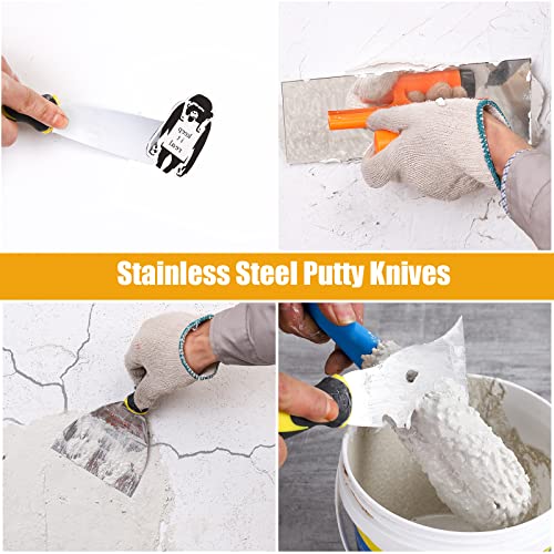Dekeones Drywall Knife Set, 8 Pieces Stainless Steel Drywall Hand Tool Kit Includes Taping Knives, Putty Knives, Finishing Trowel, Mud Scoop And 12" Mud Pan With Ergonomic Handles For Drywall Work #TOP3