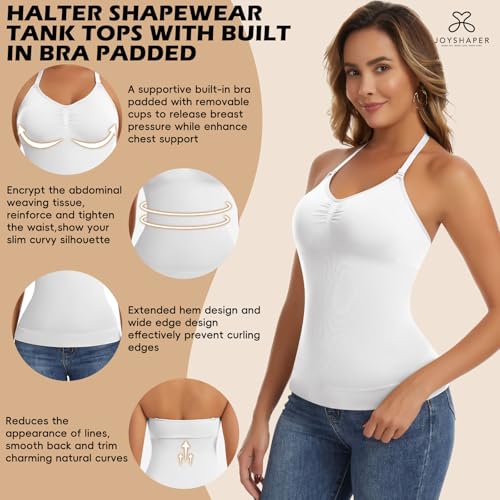 Image of JOYSHAPER Shapewear Camisole with Built in Bra Compression Halter Tops for Women Tummy Control Shapewear Tank Top Padded Bras