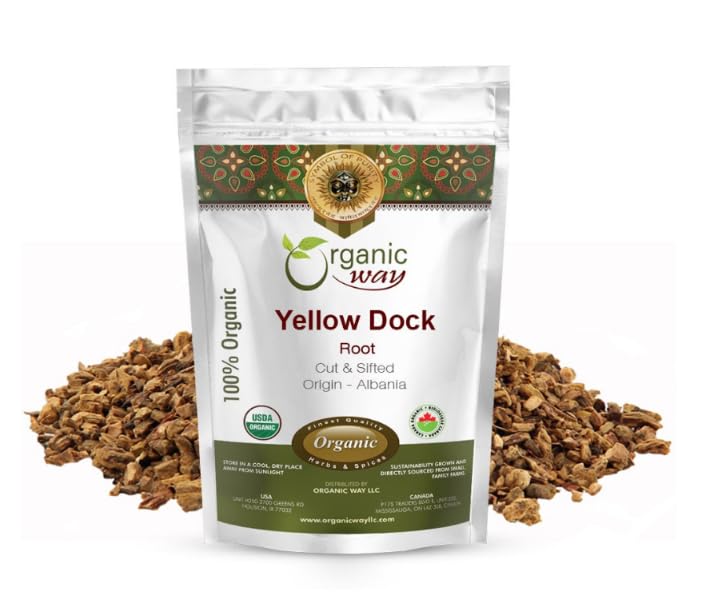 Organic Way Yellow Dock Root Cut & Sifted (Rumex Crispus) | Herbal Tea- European Wild-Harvest | Organic & Kosher Certified | Vegan, Non GMO & Gluten Free | USDA Certified | Origin - Albania (4 Oz)