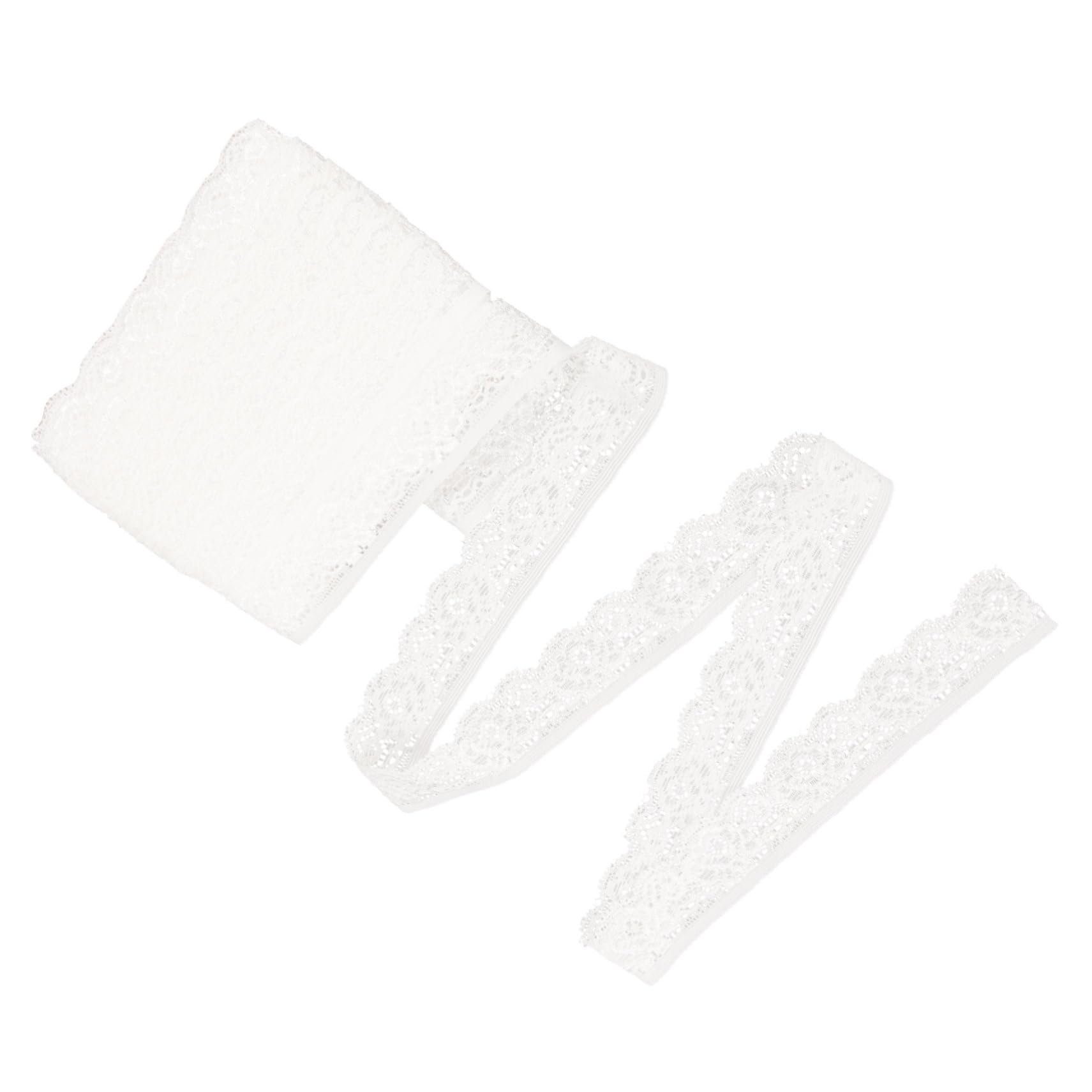 SHINEOFI 5 Stück Stretch-Spitze weißes Spitzenband Hochzeit Basteln Weiße Spitze schwarzes Spitzenband bastel materialien textilien dekoringe Spitzenbänder Spitzenstoffbänder Nylongarn