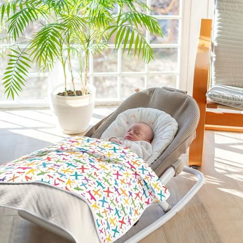 Image of Toddler Blanket for Baby Boy and Girl Soft Swaddle Blanket for Infant Toddler Kid Crib Bedding 30X40in Various Cartoon-Style Airplanes