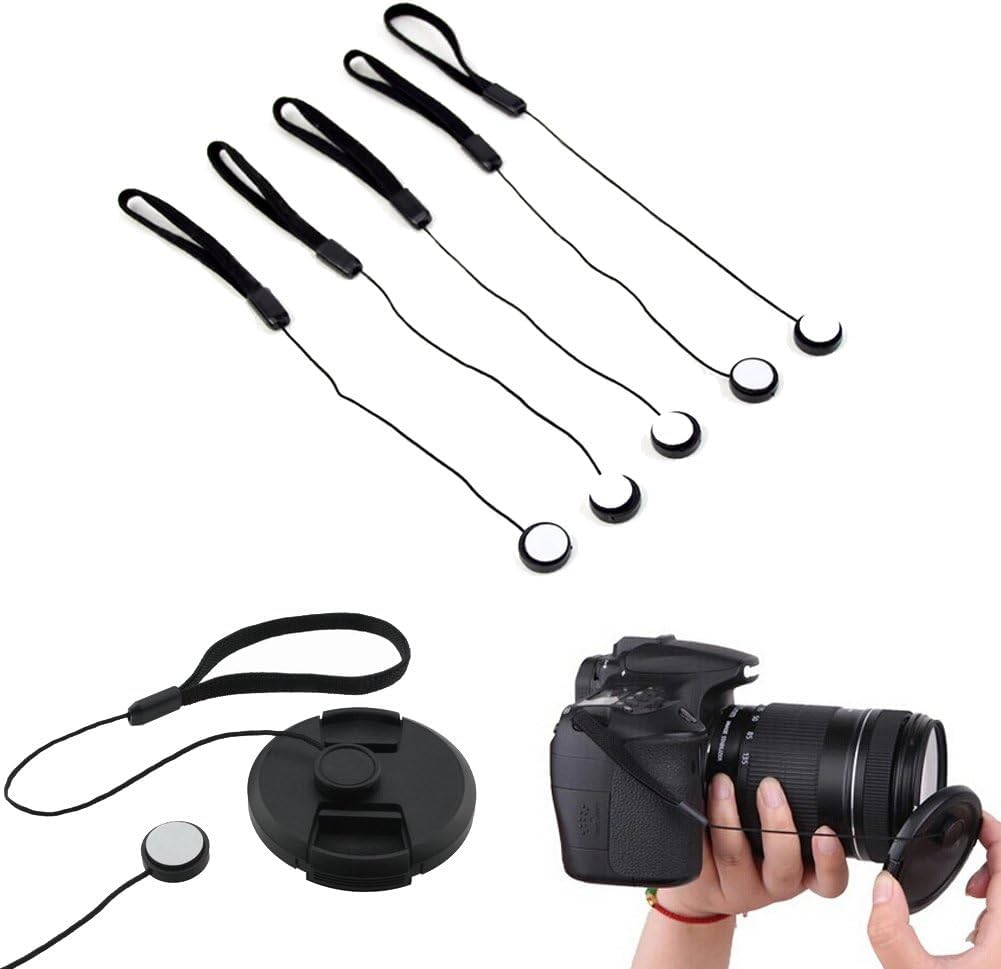 SHOPEE 5 Pack Lens Cap Keeper SLR Camera Lens Cap Belt Holder Cover Cord Cable Anti-Lost Lanyard Strip Strap Rope String Universal for DSLR SLR Nikon/Sony/Fuji/Olympus/Panasonic