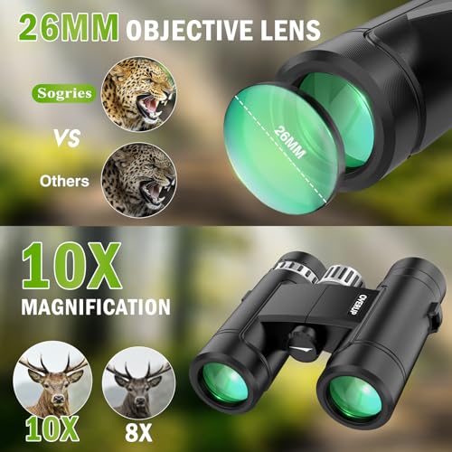 Binoculares compactos para adultos 10x26 potentes y resistentes miniatura 3