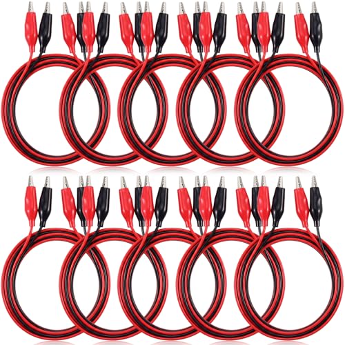 Image of EBOOT 20 Pcs Alligator Clips Electrical with Wires Test Leads 40 Inch
