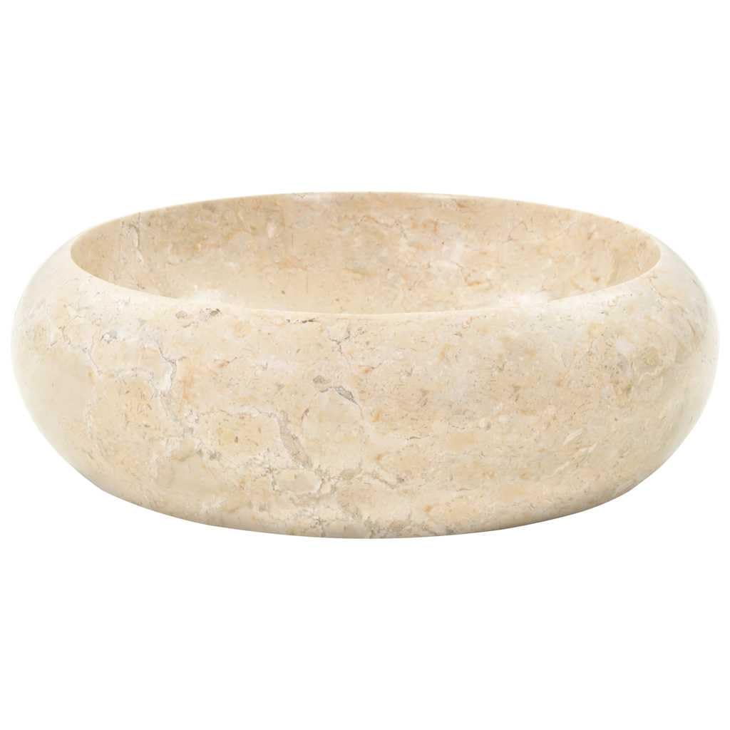 vidaXL Lavabo Mármol Mobiliario para Cuarto de Baño Grifos Decoración Casa Hogar Robusto Elegante Moderno Bricolaje Fontanería Color Crema 40x12cm Piedra Natural