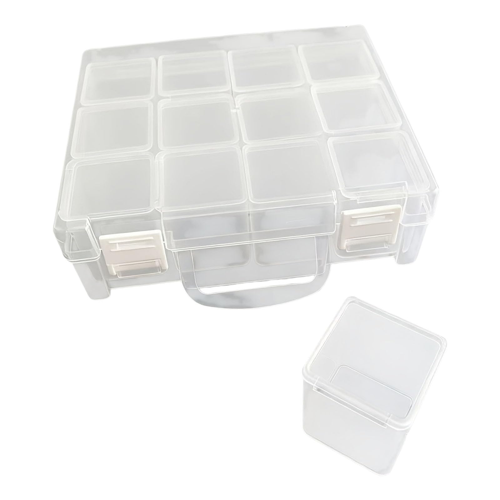 Piceioep 12 Sections Portable Bead Organiser Case Clear Craft Storage Container for Craft Jewelry Making Clear Sphere Container