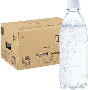 by Amazon 炭酸水 ラベルレス 500ml ×24本 強炭酸水 ペットボトル 500ミリリットル (Smart Basic)