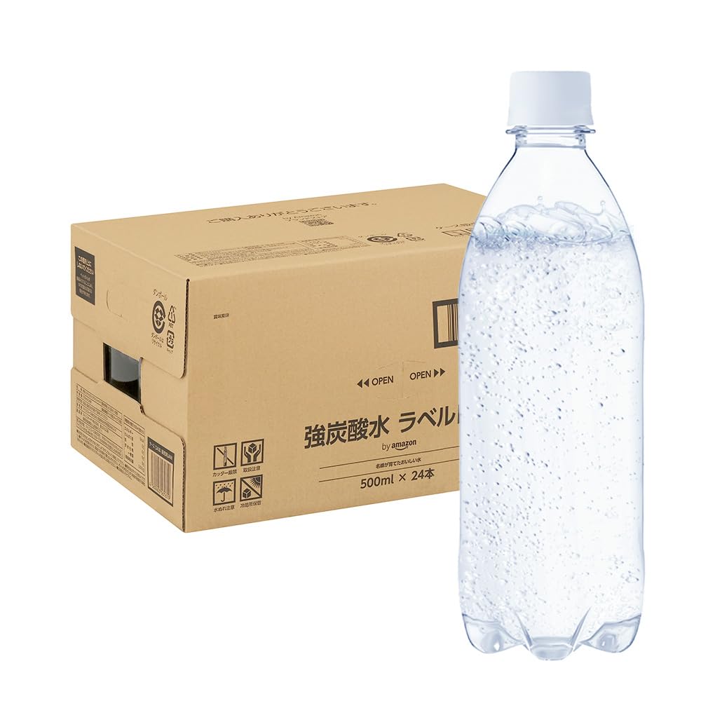 by Amazon 炭酸水 ラベルレス 500ml ×24本 強炭酸水 ペットボトル 500ミリリットル (Smart Basic)商品画像