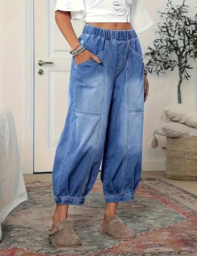 Jean coupe décontractée à taille élastique stretch et ample - 4