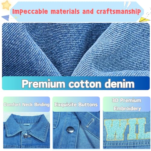 Personalized Kids Denim Jacket with Name, Custom Long Sleeve Jacket 1-8 Year Old, Birthday Gift for Toddler Girl Boy4