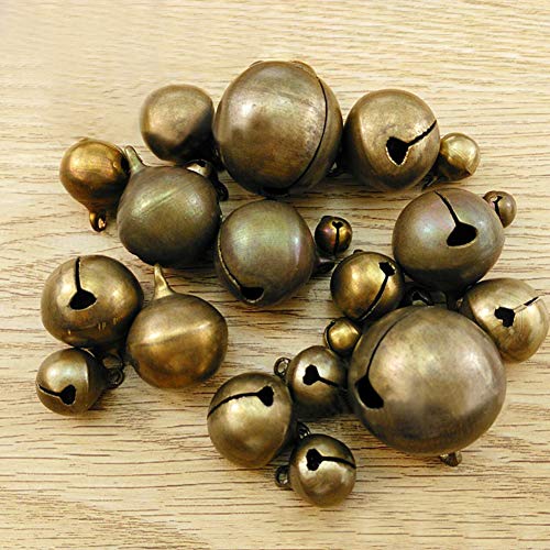 lyhhai Vintage Bronze Metal Christmas Jingle Bells Charms for Festival DIY Decoration - 16mm 20pcs