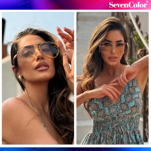 Trendy Oversized Aviator Sunglasses for Women Men 2025 Gold Big Aviators Sun Glasses 70s Retro Shades3