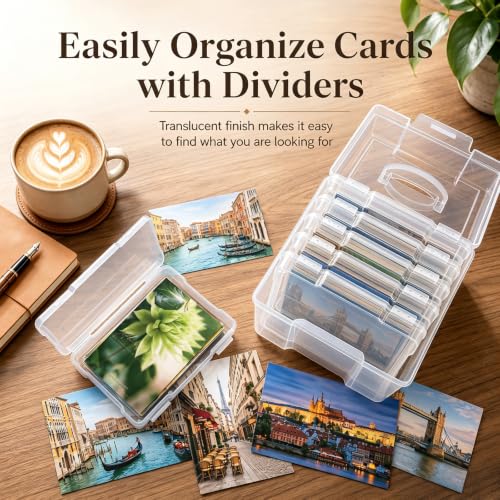 Image of Yesland 5x7inch Photo Storage Box, 6 Inner Photo Cases Keeper with Handle, Clear Plastic Seed Organizer, Craft Storage Container for Greeting Cards Pictures Stamps Scrapbooking Office Supplies