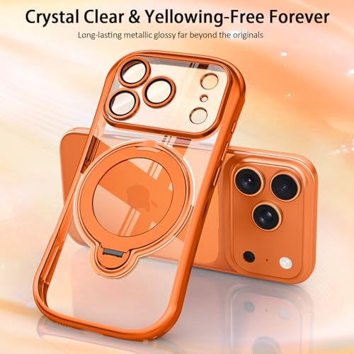 v-Golvin 360 Spin Stand for iPhone 18 Pro Max Case,iPhone 17 Pro Max Case,Full Camera Protection,Fit for MagSafe,Military Grade Shockproof,Non-Yellowing Cute Women Cover with Glitter Card,Orange by v-Golvin - Used condition - Image 6