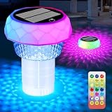 Solar Pool Chlorine Floater with Colorful Lights, Chlorine Floaters with Remote Control, Floating Pool Chlorines Dispenser, Adjustable Release & Anti-Sinking, Flow Floaters for Hot Tub, Spa