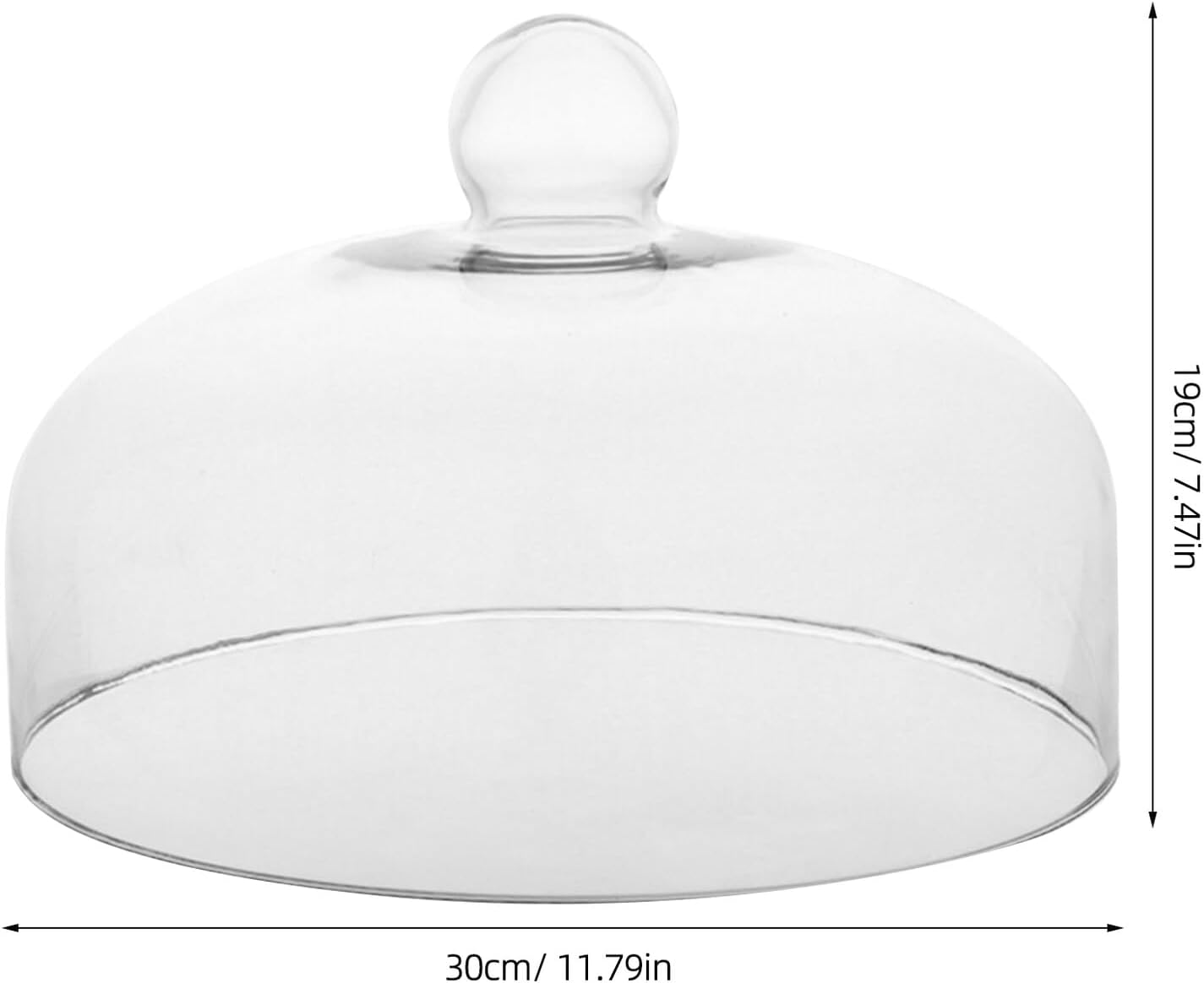 PRETYZOOM Glass Cake Dome Cover 30cm Diameter, Lead-free Food-grade Glass Food Cover Dustproof Function, Suitable for Cake Display and Food Preservation in Kitchen and Dining
