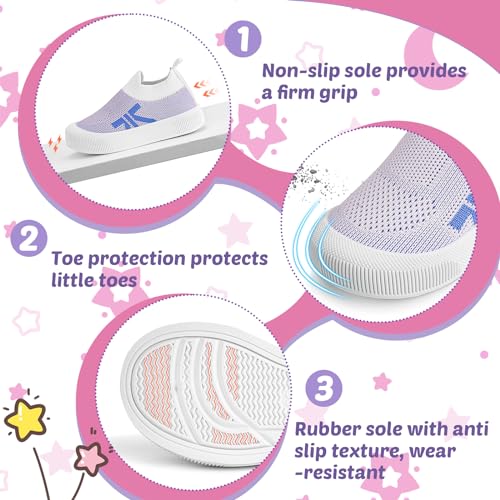 Toddler Summer First Walking Shoes Breathable Non-Slip Soft Sole Wide Toddler Shoes Tennis Sneakers Knitted Mesh Elastic Sock Shoes for Baby Boy Girl Outdoor Indoor Walker Shoes4