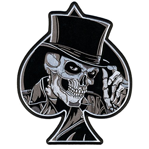 TOP HAT SKULL, High Thread Embroidered Exceptional Quality Iron-On/Saw-On Rayon Hook & Loop Fastener - PATCH - Size - 4" x 5"