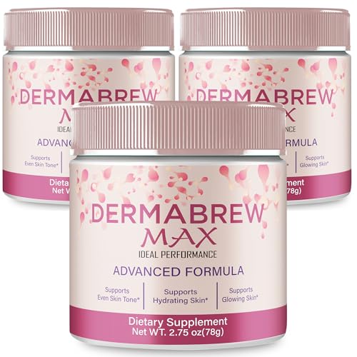 DermaBrew Max Powder Derma Brew Korean-Inspired Blend for Natural Healthy Glowing Skin Supports Hydration Radiance Smooth Texture Skin Advanced Formula DermaBrew Max Powder Reviews (3 Pack)
