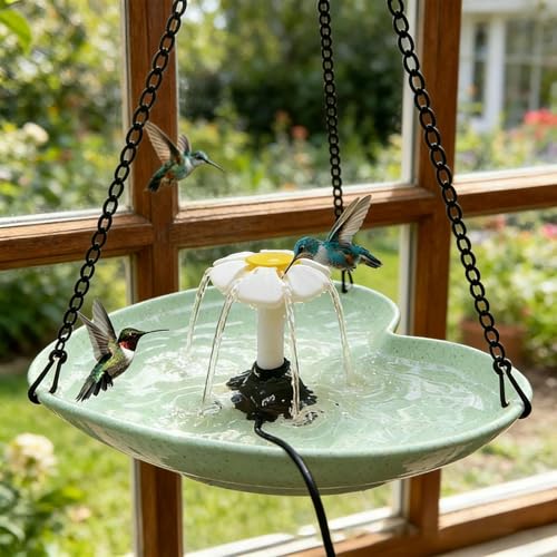 Cuenca de agua para pájaros de jardín y colibríes en pilares 4