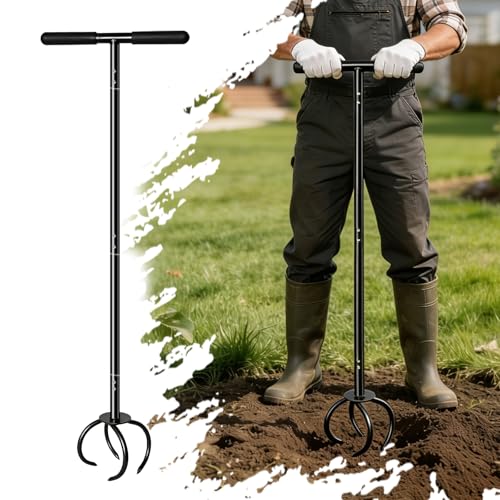 Amorest Heavy Duty Hand Tiller for Gardening Long Handle Garden Claw Twist Tiller Manual Soil Cultivator & Lawn Aerator for Raised Beds & Vegetable Garden Powder-Coated Steel Rust Resistant