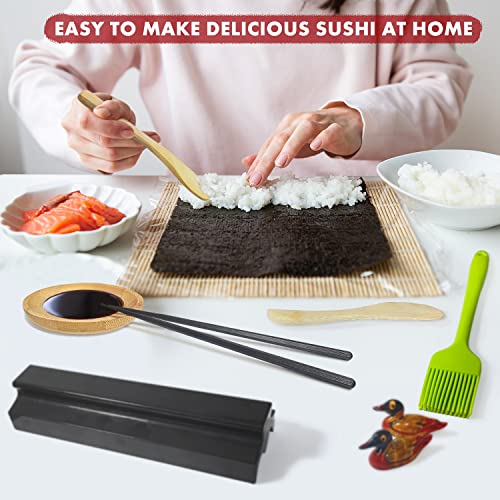 MLRYH Sushi Making Kit Sushi Maker 21 Stück DIY Set Bambusmatten,Essstäbchen, Avocadoschneider, Paddel, Streuer, Sushi-Messer, Essstäbchenhalter, Saucengerichte, Backpinsel für Anfänger.