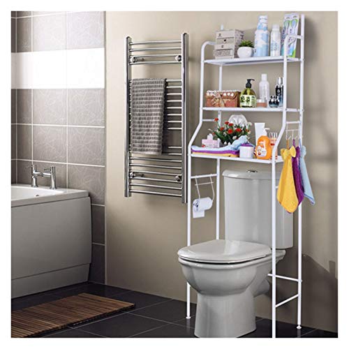 Badezimmerregal, 3-stufiger Wasserdicht Badezimmer Aufbewahrungsregal Toilettenregal Anti-Fallen Kostenloses Lochregal Weiß