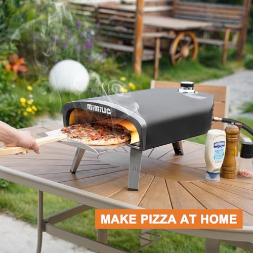 Image of Mimiuo Gas Pizza Oven Outdoor - 33 lbs Heavy Duty Propane Pizza Stove for Outside, 60 Second Pizza - Includes 13 inch Square Stone Foldable Peel & Cover - Portable for Backyard Camping | Portable Propane Pizza Stove for Outside Backyard Camping