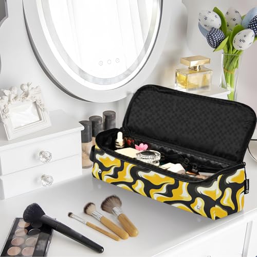 Bolsa de viaje para herramientas de cabello con diseño abstracto marmolado resistente al calor para planchas, rizadores y organizador portátil miniatura 7