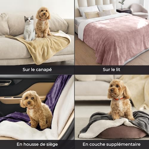 Plaid imperméable chien 80x100 anti-tache lit et canapé