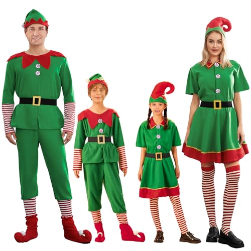 WERNZATT Christmas Elf Family Costume Matching for Women Men Kids...