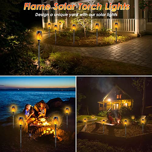 image for IDEAALS 8-Pack Solar Torch Light with Flickering Flame, Upgraded Solar