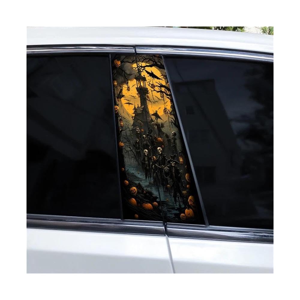 Body Parts 2pcs Halloween Car B-Pillar Stickers Horror Skull Stickers Car Window Pillar Stickers(Type A)