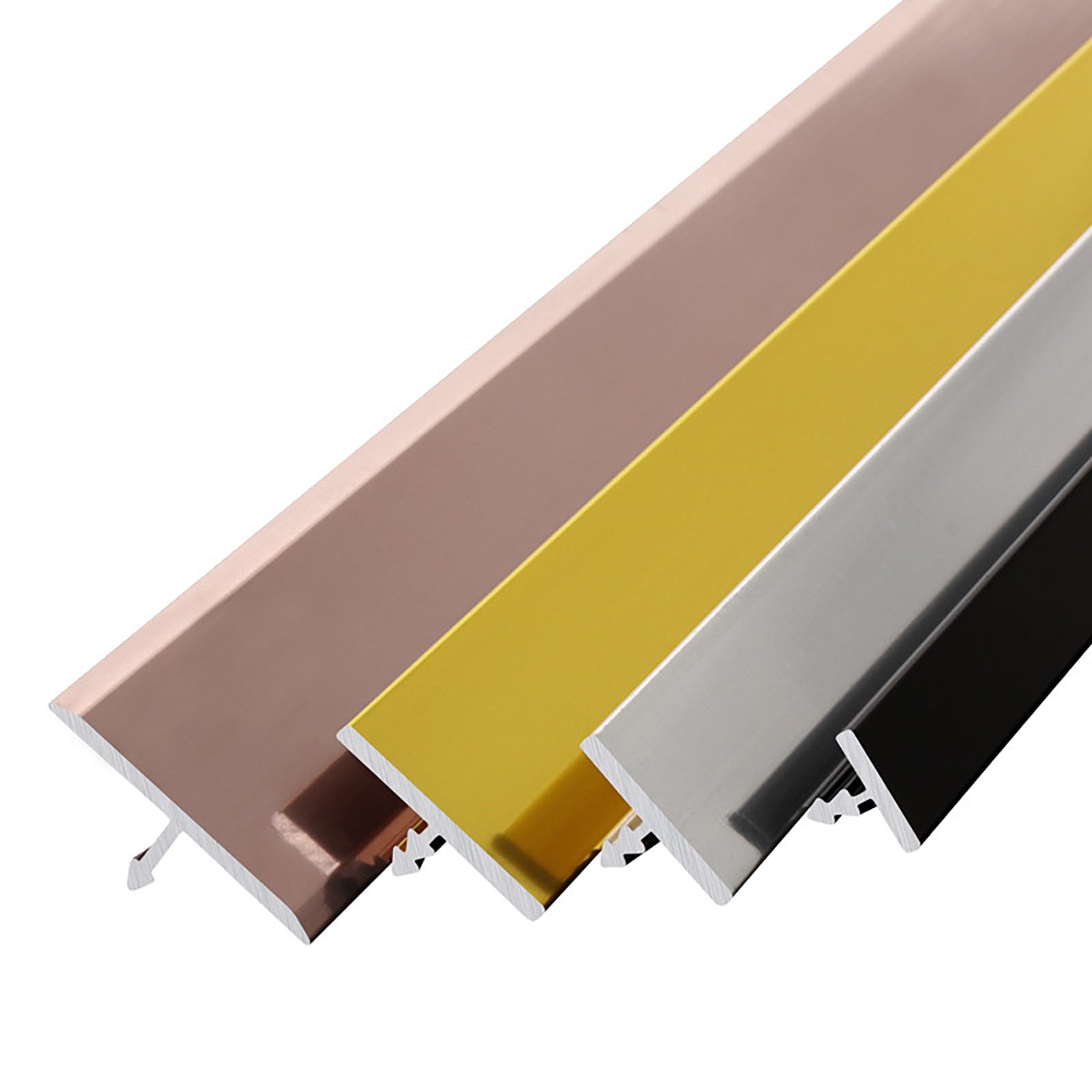 Barre de transition en aluminium en T 15mm or rose miroir pour seuil de porte