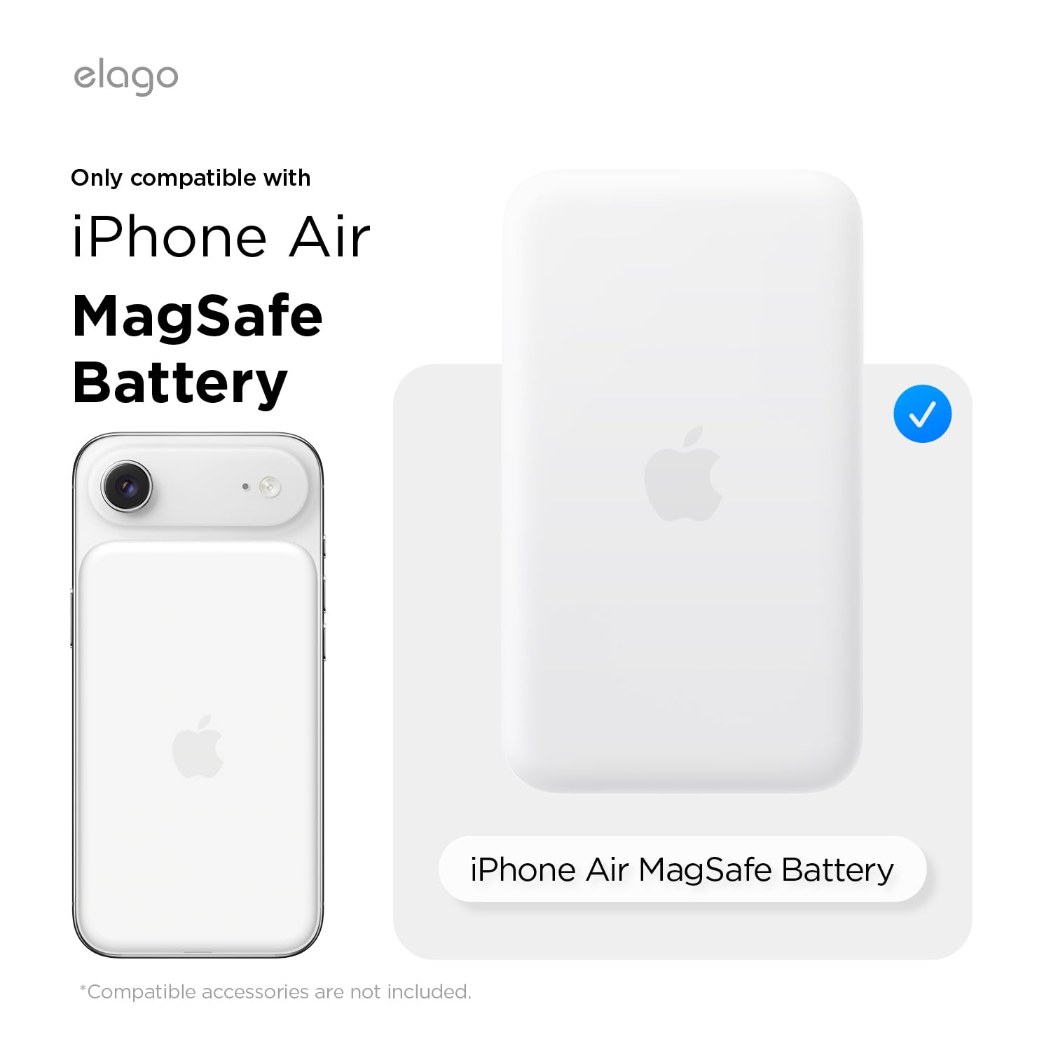 elago Custodia Ibrida Trasparente Compatibile con MagSafe Battery Pack per iPhone Air – Cover Protettiva, Antigiallo, Tecnologia Ibrida PC + TPU, Cristallo Chiaro, Resistente agli urti (Trasparente)