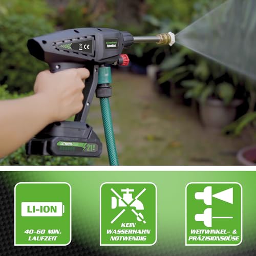 Hammersmith HydroBlast Hochdruckpistole - Akku Hochdruckreiniger für Gartenschlauch - 5m Reichweite - Waschpistole ohne Kabel - 50bar Wasserdruck - Autowaschpistole - Hochdruck – Bild 3