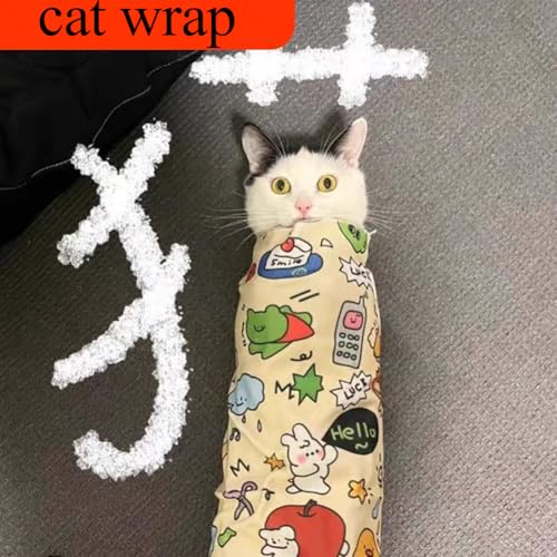 Image of Cat Wrap for Cutting Nails, Cat Grooming Supplies for Anti-Scratch, Anti-Escape, Multifunctional Pet Swaddle Wrap Tool for Brushing Teeth,Feeding,Cleaning Ears (a)