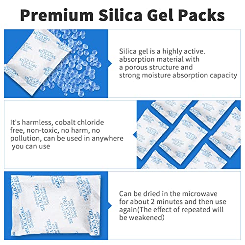 Absorbking ASK-50B 10/20/50 Gram(50 Packs) Moisture Absorbers, Premium Silica Gel Packs, Silica Packets For Storage, Silica Gel Desiccant Packets Food Safe thumb #2