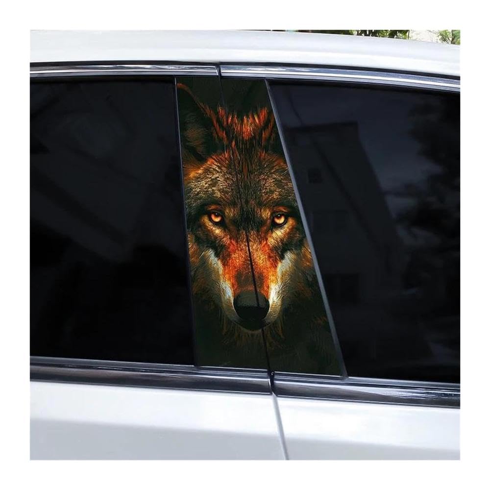 Body Parts 2pcs Wolf Eyes Animal Car B-Pillar Waterproof Sticker Covering Scratched(E)