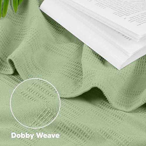 Utopia Bedding Sage Green 100% Cotton Blanket [Queen Size - 90x90 Inch] 350GSM Lightweight, Soft and Breathable Thermal Blanket for All Seasons