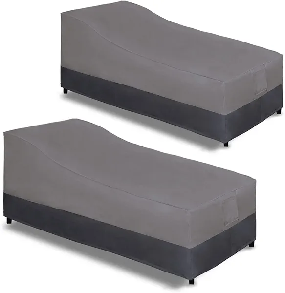 Easy-Going Waterproof Outdoor Chaise Lounge Cover, Heavy Duty Patio Lounge Chair Cover, Windproof Outdoor Furniture Cover with Air Vent 2 Pack-78Wx35.5Dx33H inch, Gray/Dark Gray