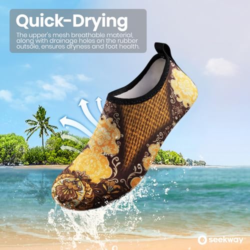 Image of SEEKWAY Water Shoes Women Men Adult Quick-Dry Aqua Socks Barefoot Non Slip for Beach Swim River Pool Lake surf Black SK002(U)