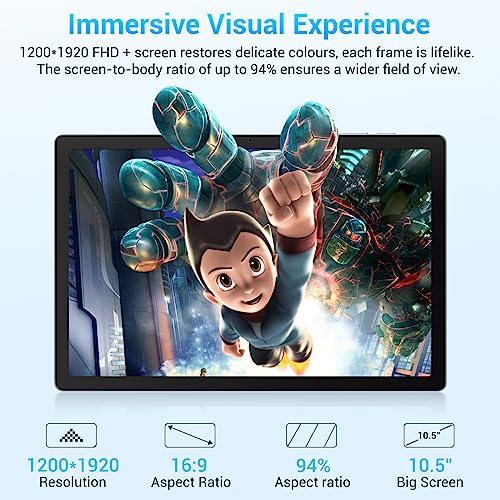 OUKITEL OKT3 Tablet Android 13, 10.5 Zoll, 15GB RAM + 256GB ROM Gaming Tablet PC mit Touchstift, 8250mAh Akku, 1920*1200 FHD+ Tablets, 16MP, Widevine L1/Octa-Core/Dual SIM 4G LTE/5G WIFI/BT5.0/GPS/OTG – Bild 5